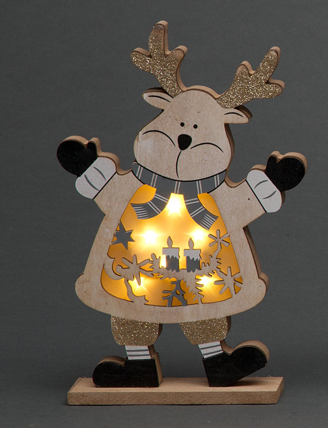 3 x LED Wooden Xmas Santa Snowman Reindeer Christmas Home Decorations Gifts