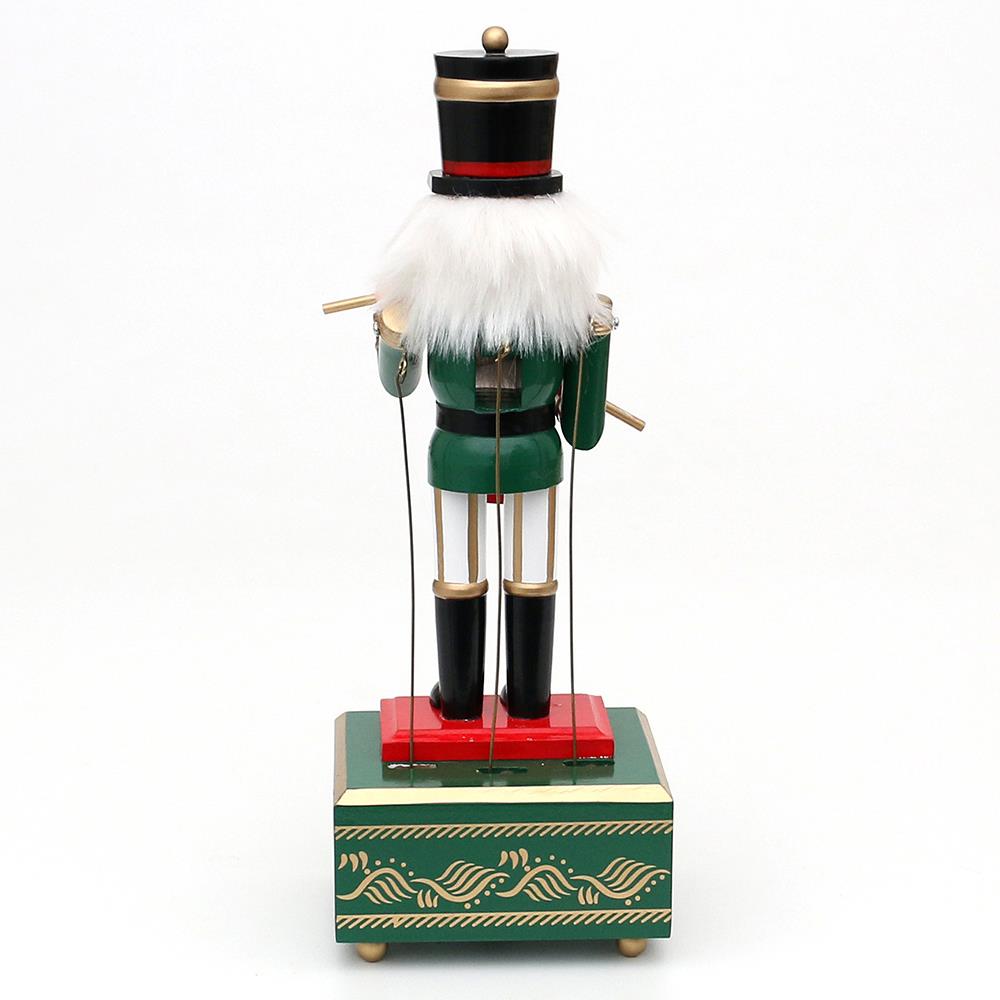 1 Wooden Nutcracker Music Box 30cm Clockwork Christmas Figurines Xmas Home Decor