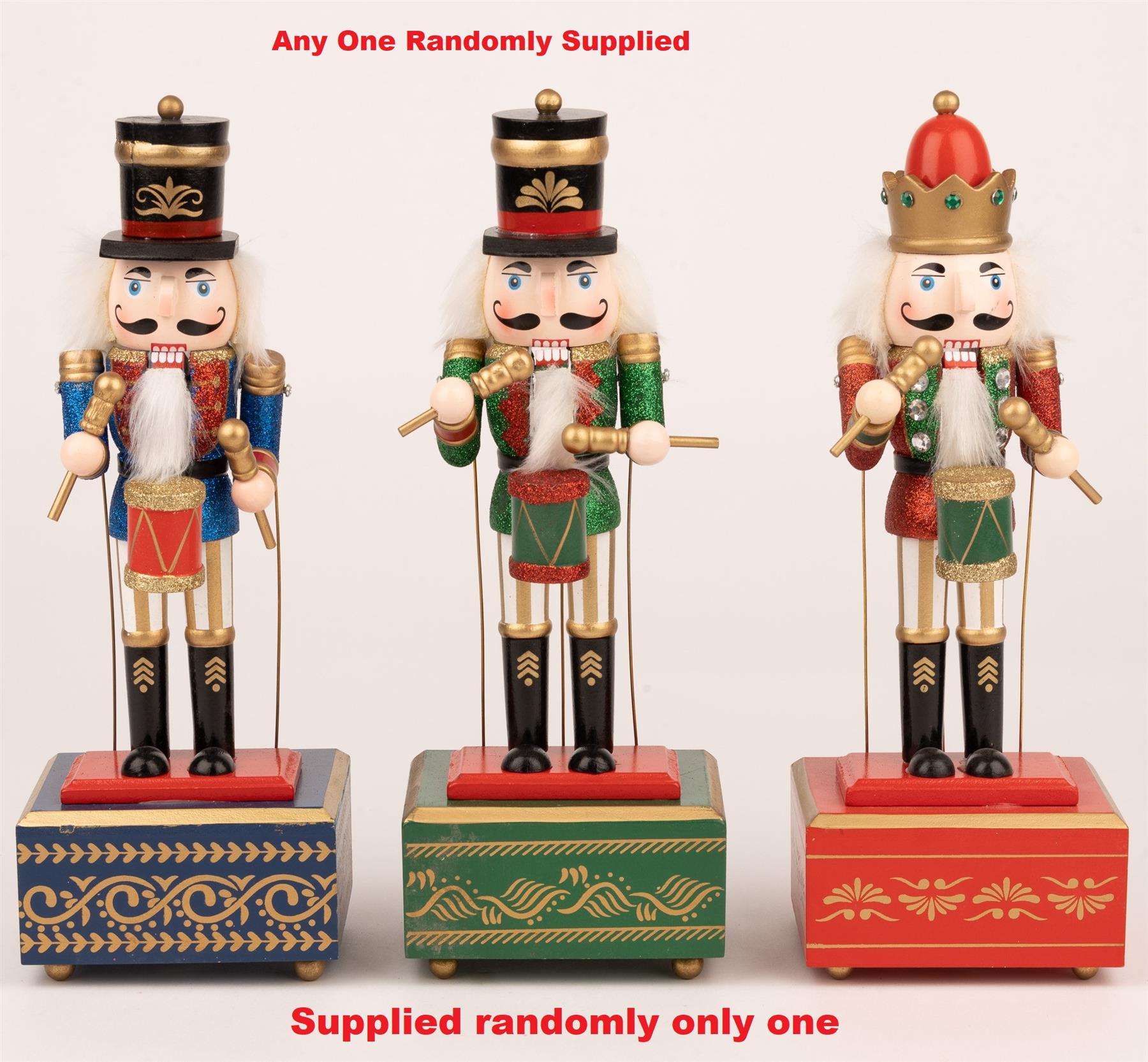 1 Wooden Nutcracker Music Box 30cm Clockwork Christmas Figurines Xmas Home Decor