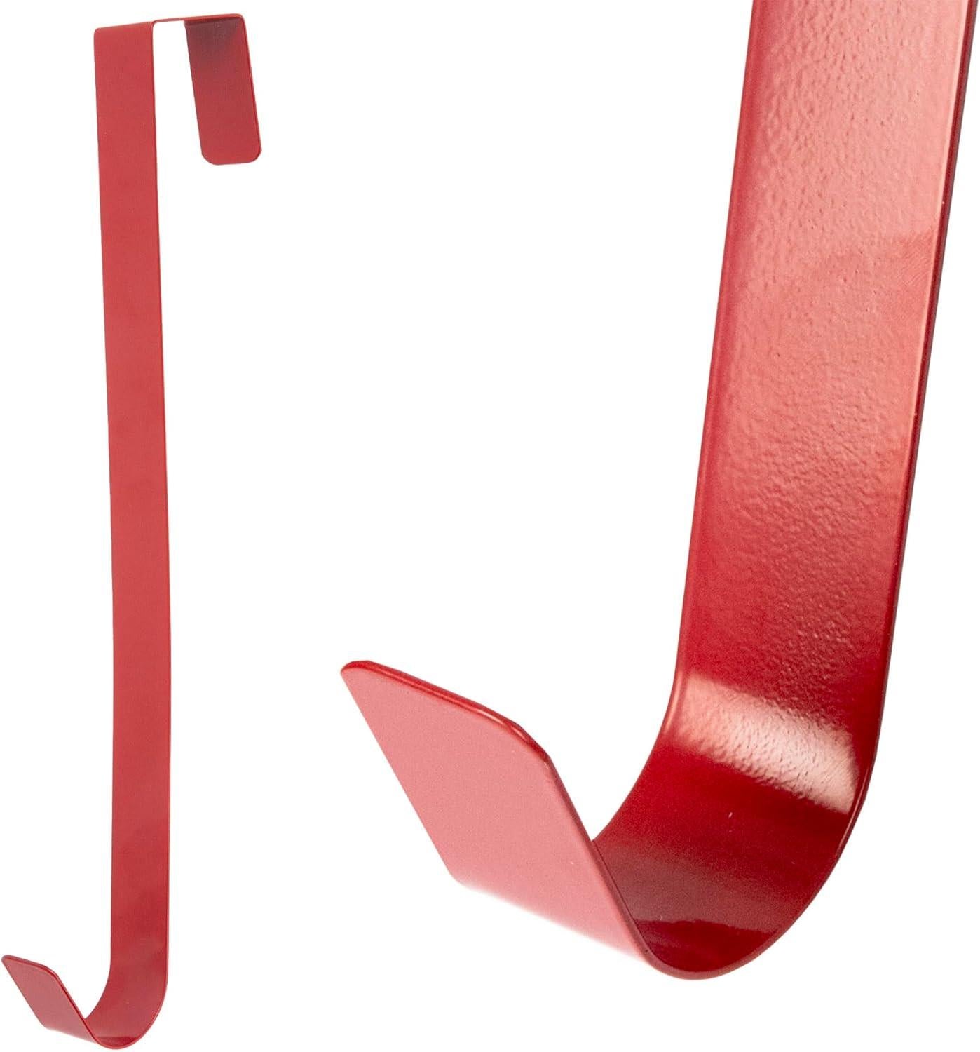 2X Christmas Wreath Hanger Door Hook Red Metal Holder 38cm Xmas Hanging Decor