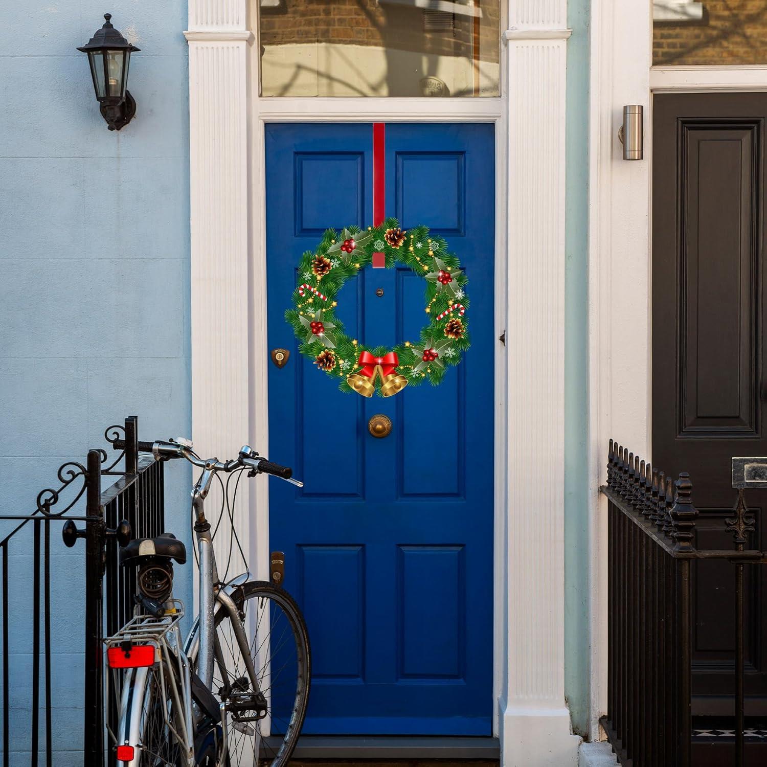 2X Christmas Wreath Hanger Door Hook Red Metal Holder 38cm Xmas Hanging Decor