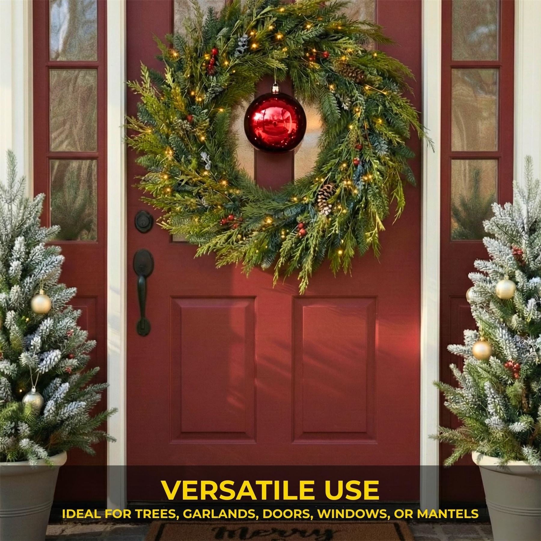 20cm Red Shatterproof Christmas Bauble – Glossy Festive Hanging Decoration