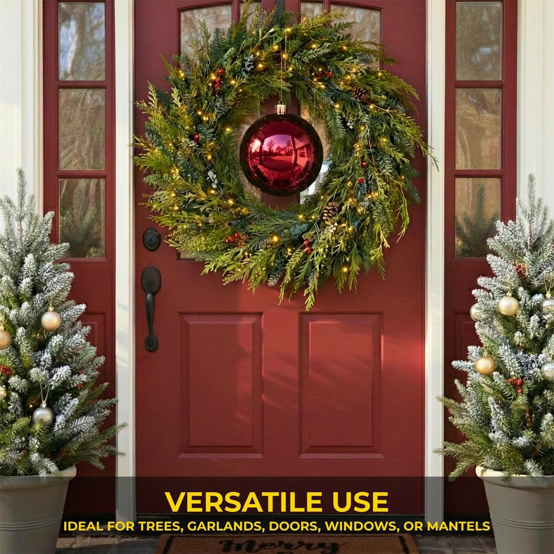 25cm Dark Red Christmas Bauble – Shatterproof, Gloss Finish