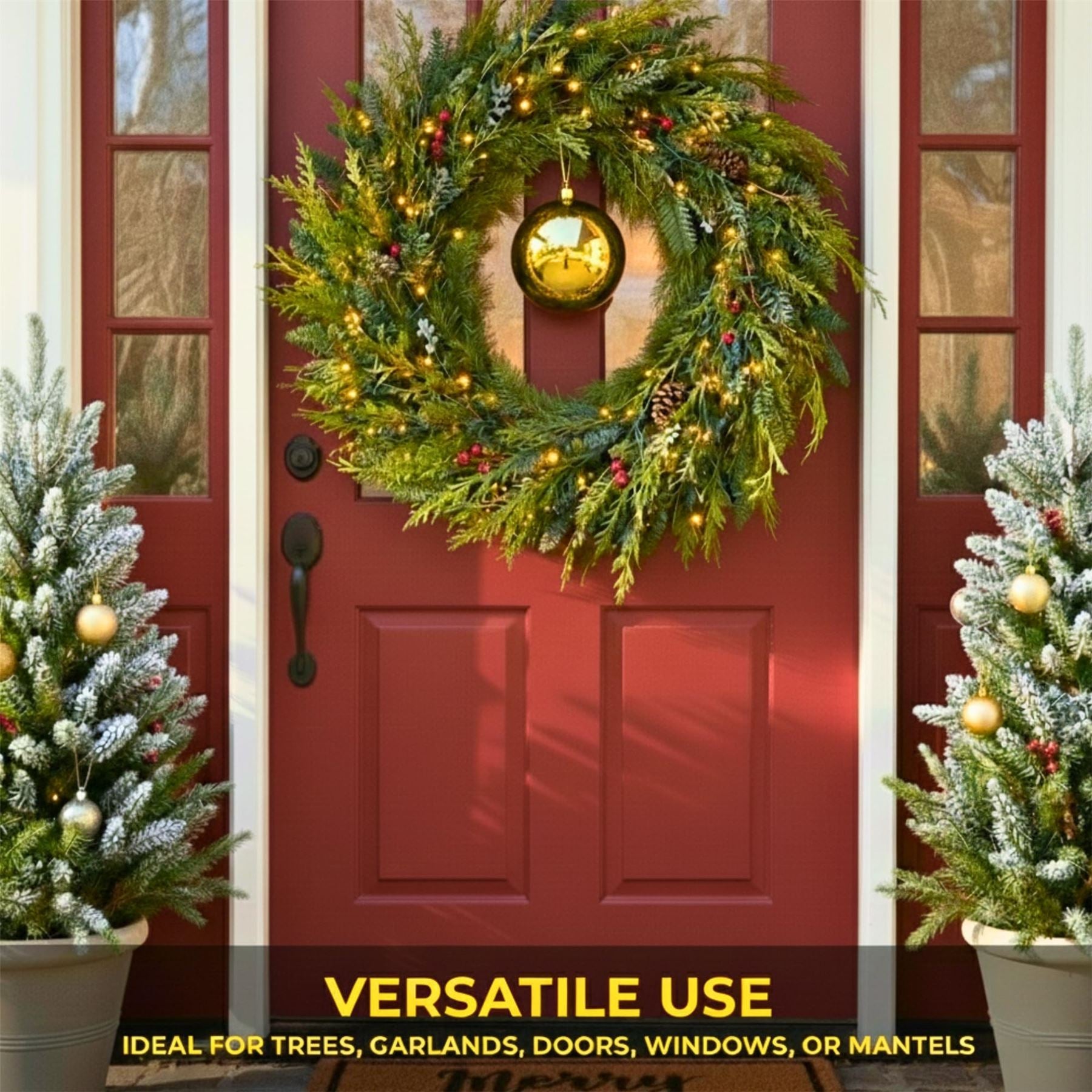 20cm Deep Gold Shatterproof Christmas Bauble – Glossy Festive Hanging Decoration