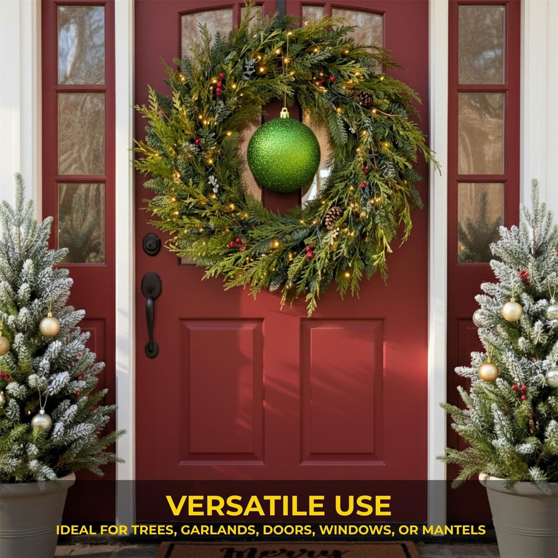 25cm Dark Green Christmas Bauble – Glitter Finish, Shatterproof