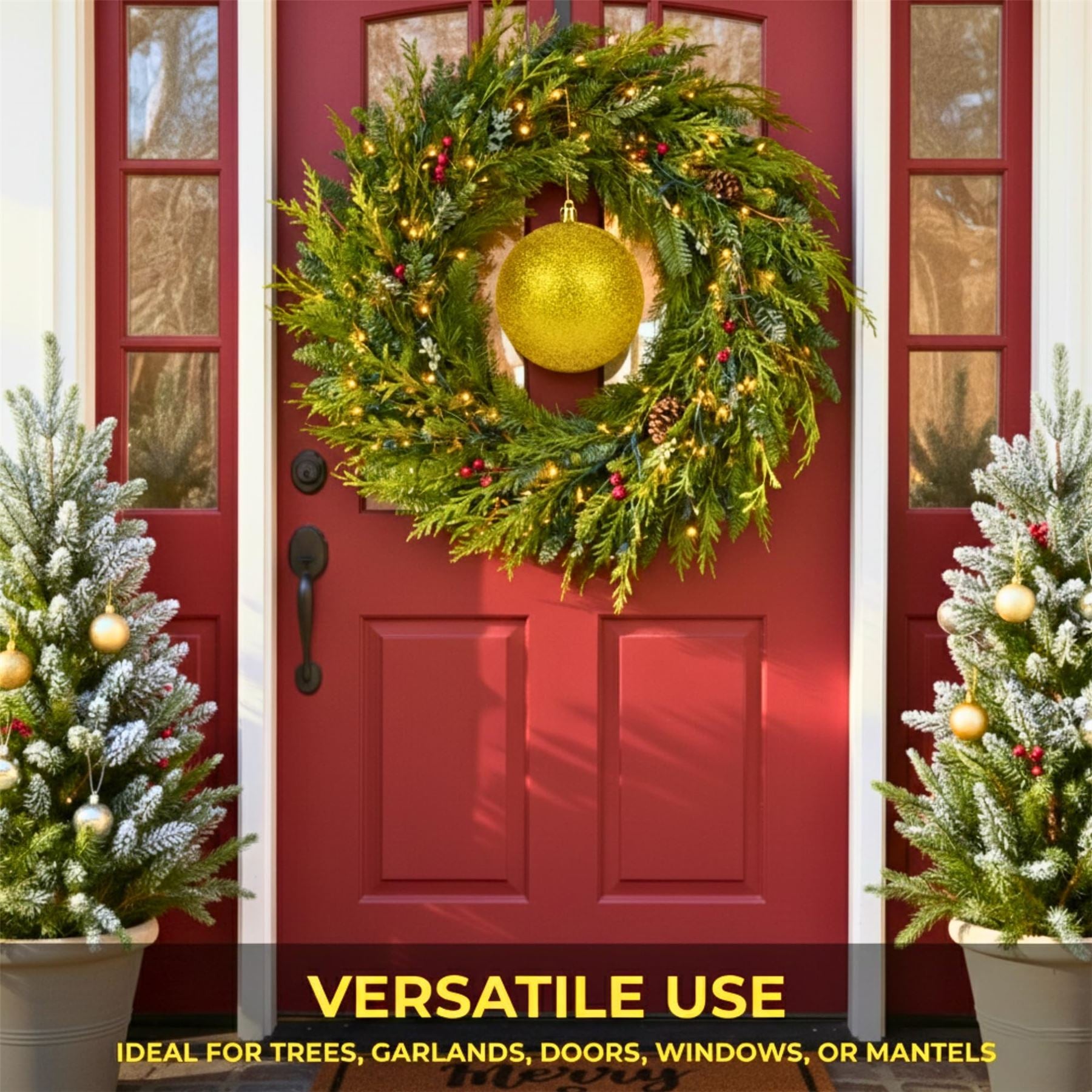 25cm Deep Gold Christmas Bauble – Glitter Finish, Shatterproof