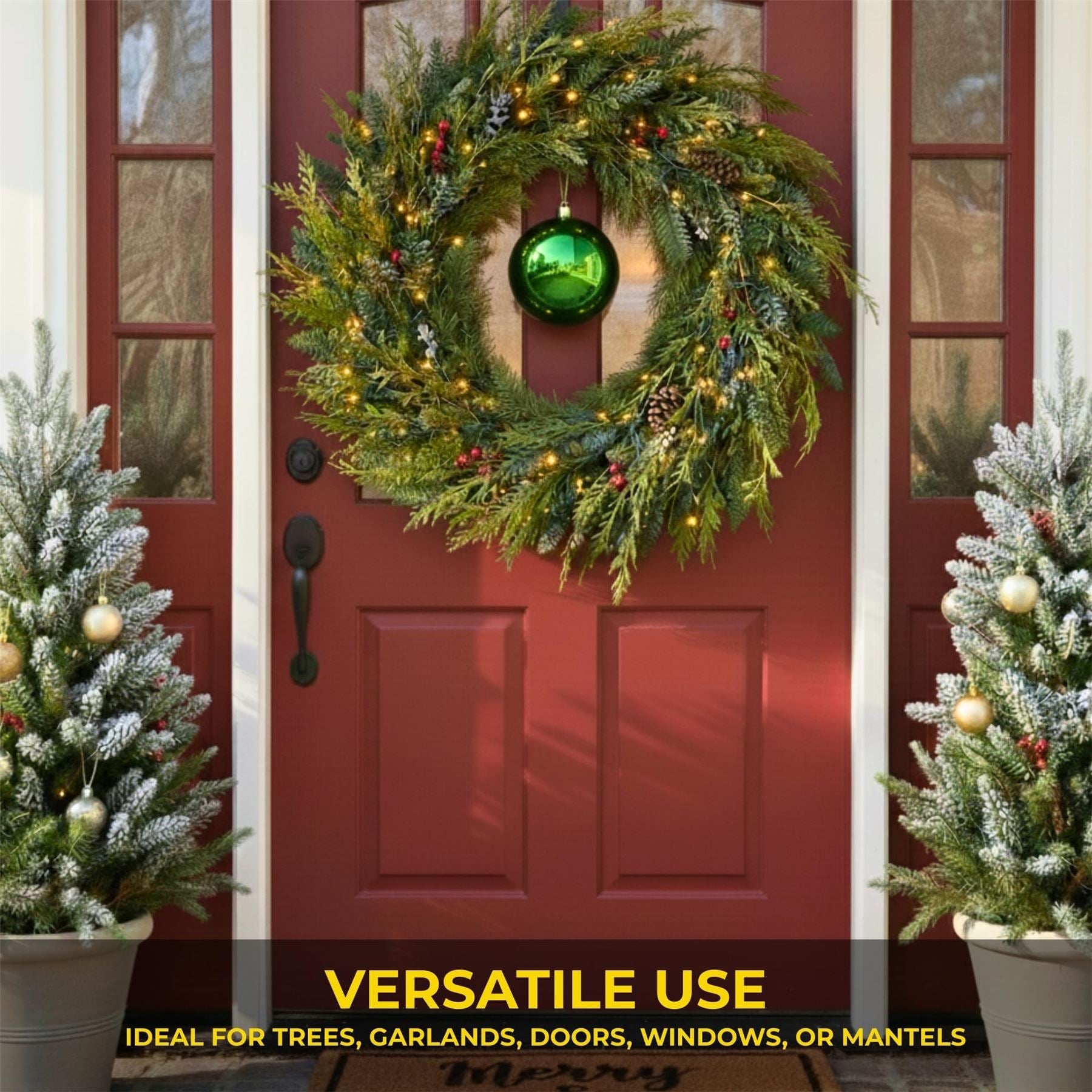 20cm Dark Green Shatterproof Christmas Bauble – Glossy Festive Hanging Decoration