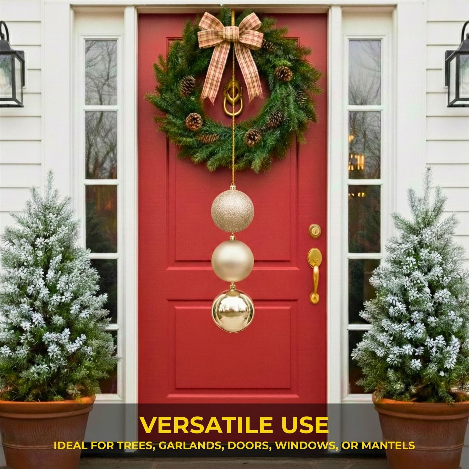 20cm Champagne Christmas Baubles – Assorted 3-Pack (Matt & Glitter, Shatterproof)