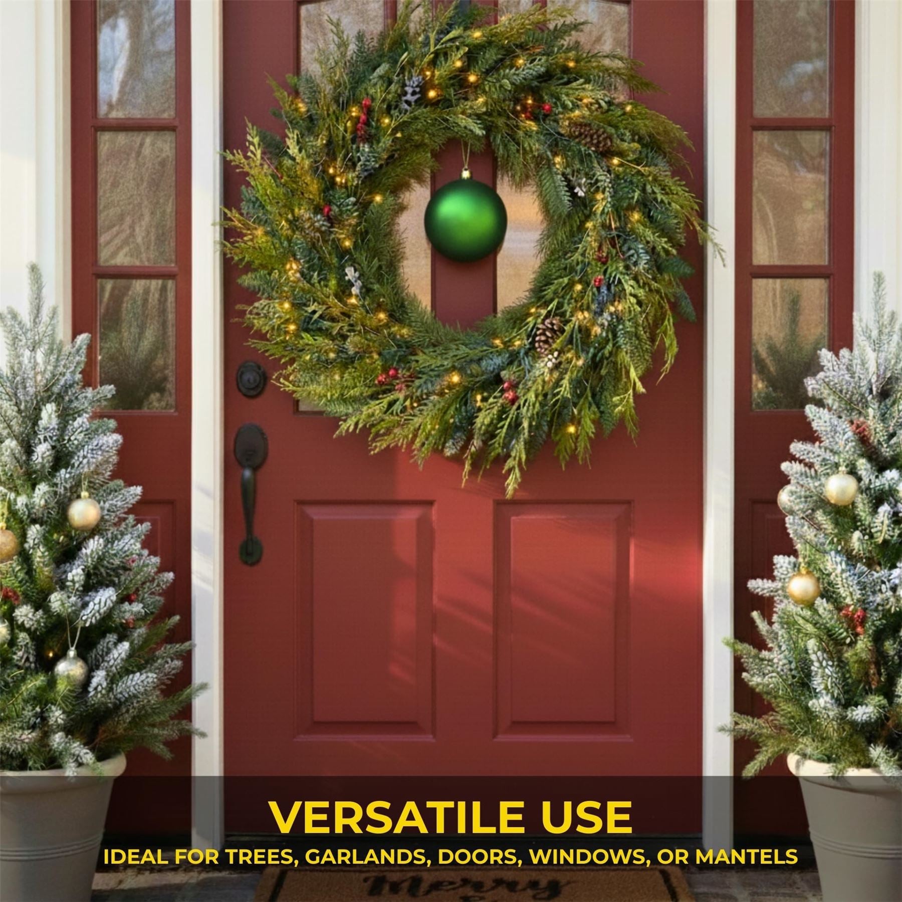 20cm Dark Green Matte Shatterproof Christmas Bauble – Elegant Festive Hanging Decoration