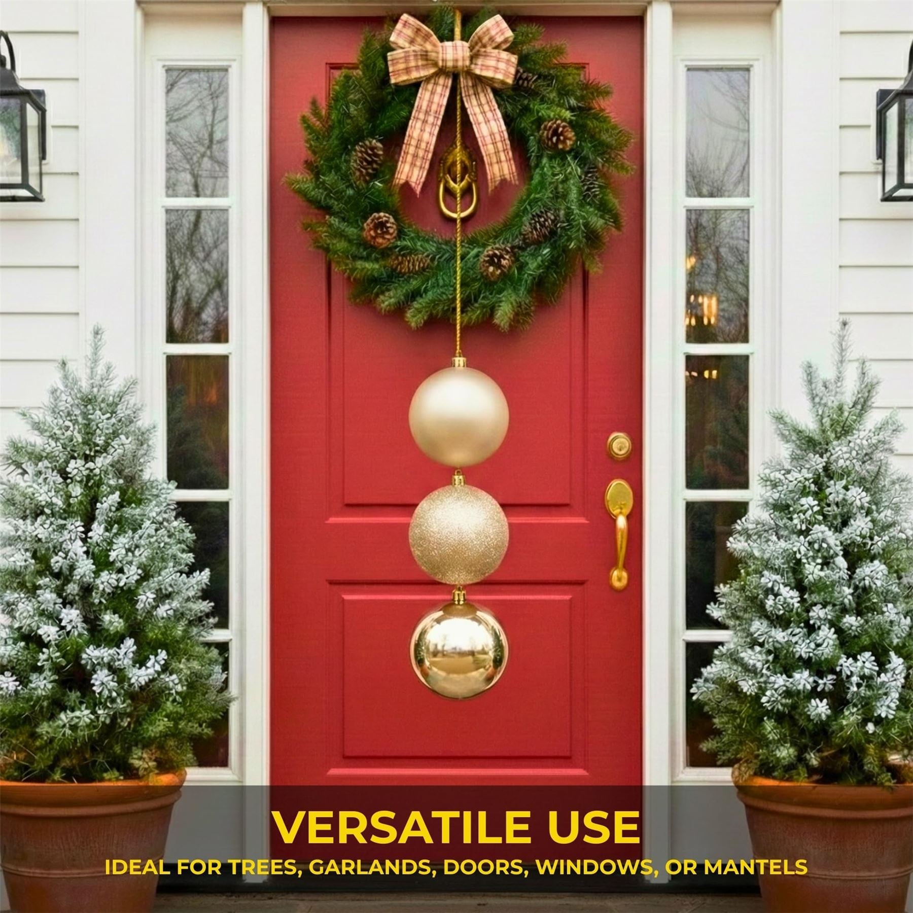 25cm Champagne Christmas Baubles – Assorted 3-Pack (Matte & Glitter, Shatterproof)