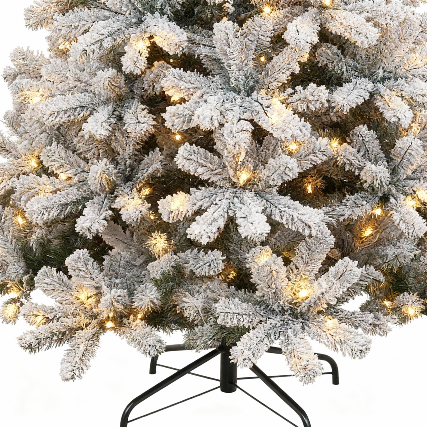 4FT Prelit Christmas Tree Green Artificial Snowy Yukon Pine LED Light Xmas Decor