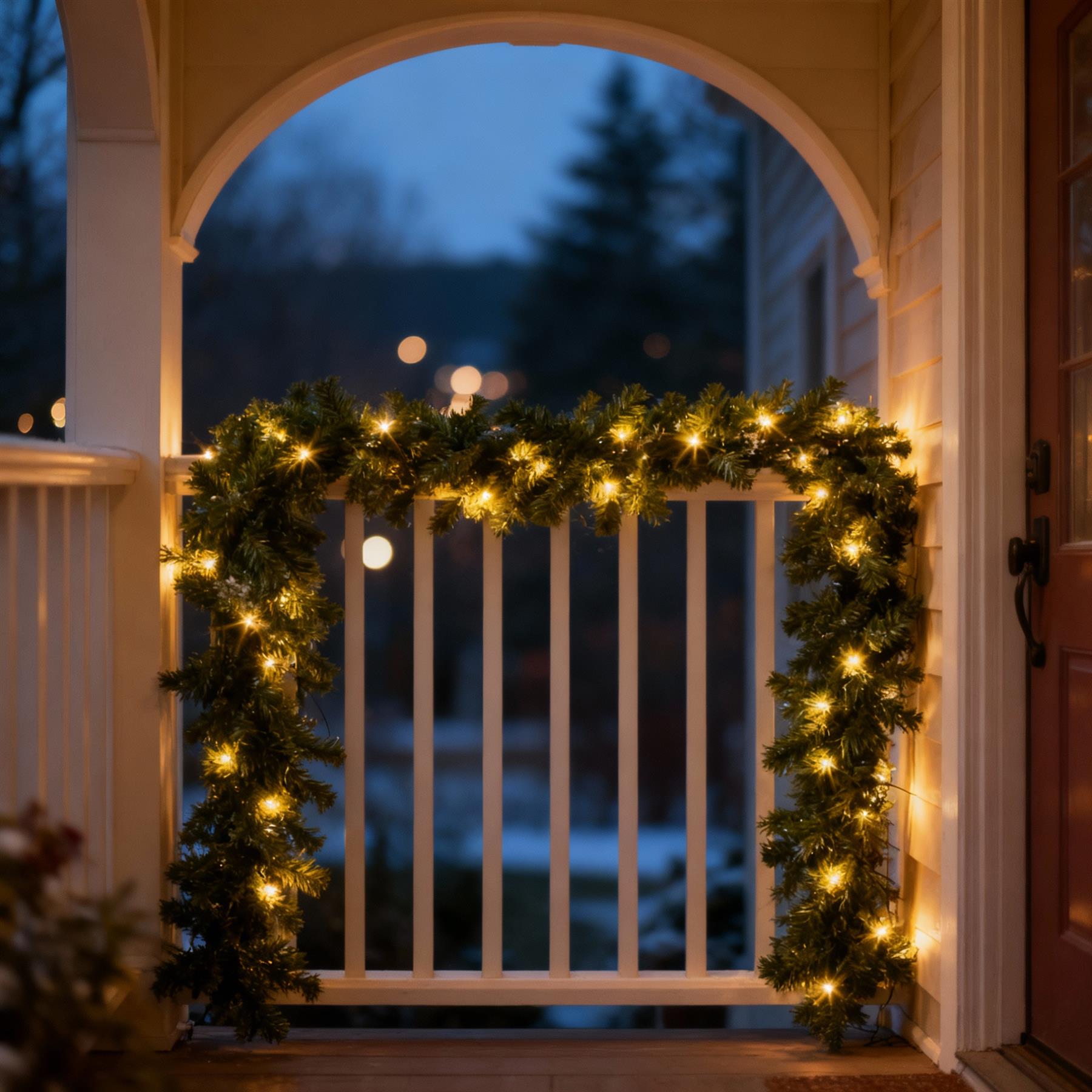 2pcs - 2.7m Alaskan Prelit Green Garland 70LEDs Battery Operated