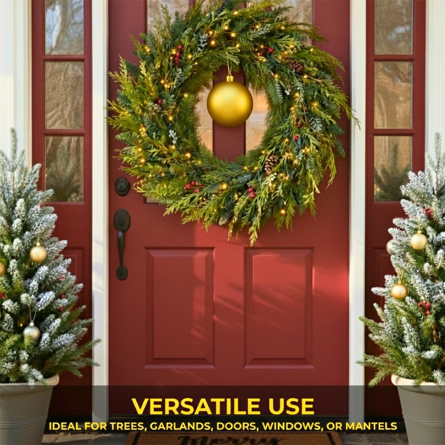 20cm Deep Gold Matte Shatterproof Christmas Bauble – Elegant Festive Hanging Decoration