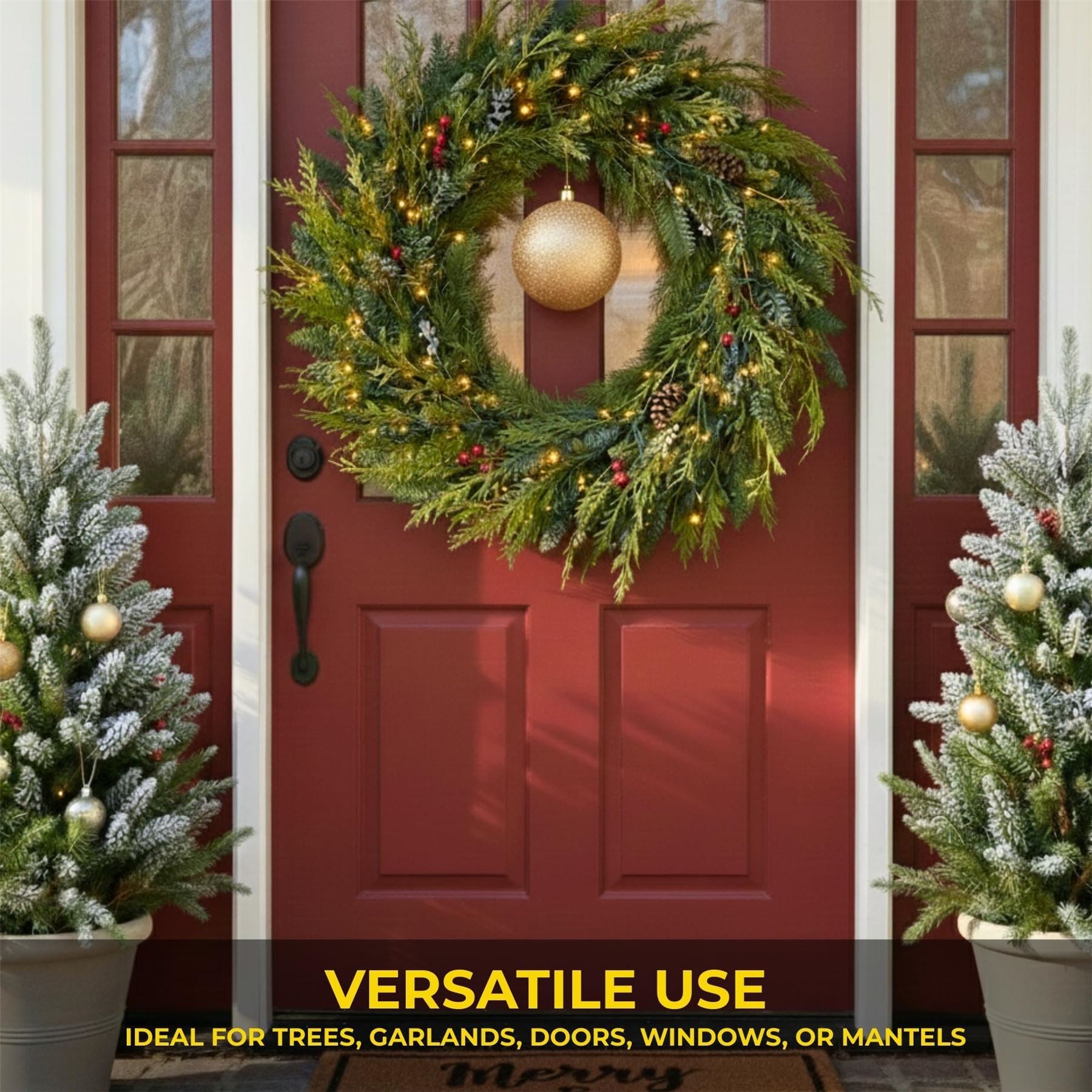 20cm Champagne Glitter Shatterproof Christmas Bauble – Sparkling Festive Hanging Decoration