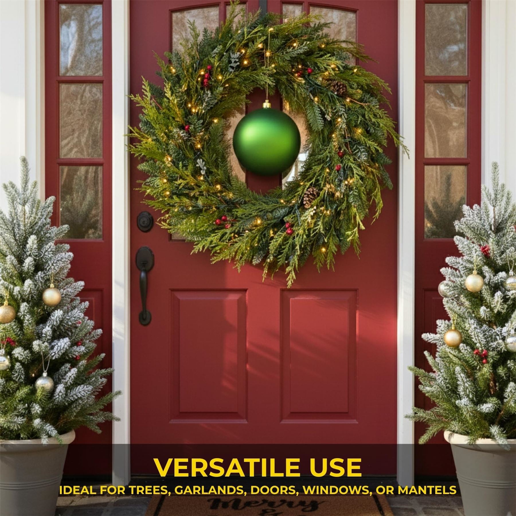 25cm Dark Green Christmas Bauble – Matte Finish, Shatterproof