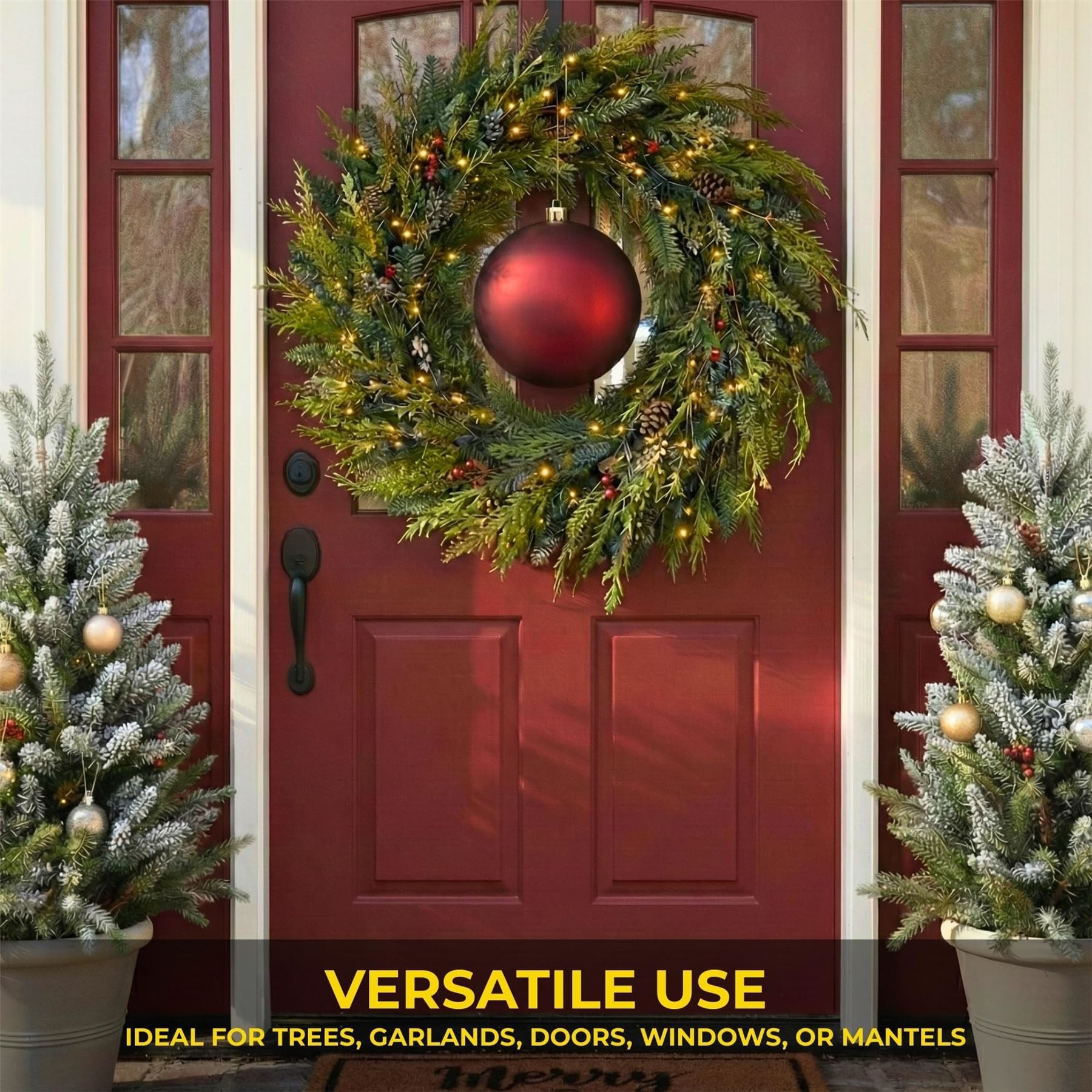 25cm Dark Red Christmas Bauble – Matte Finish, Shatterproof