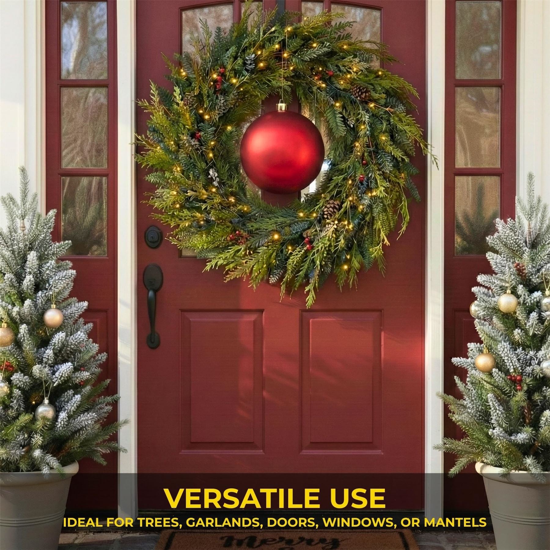 25cm Red Christmas Bauble – Matte Finish, Shatterproof