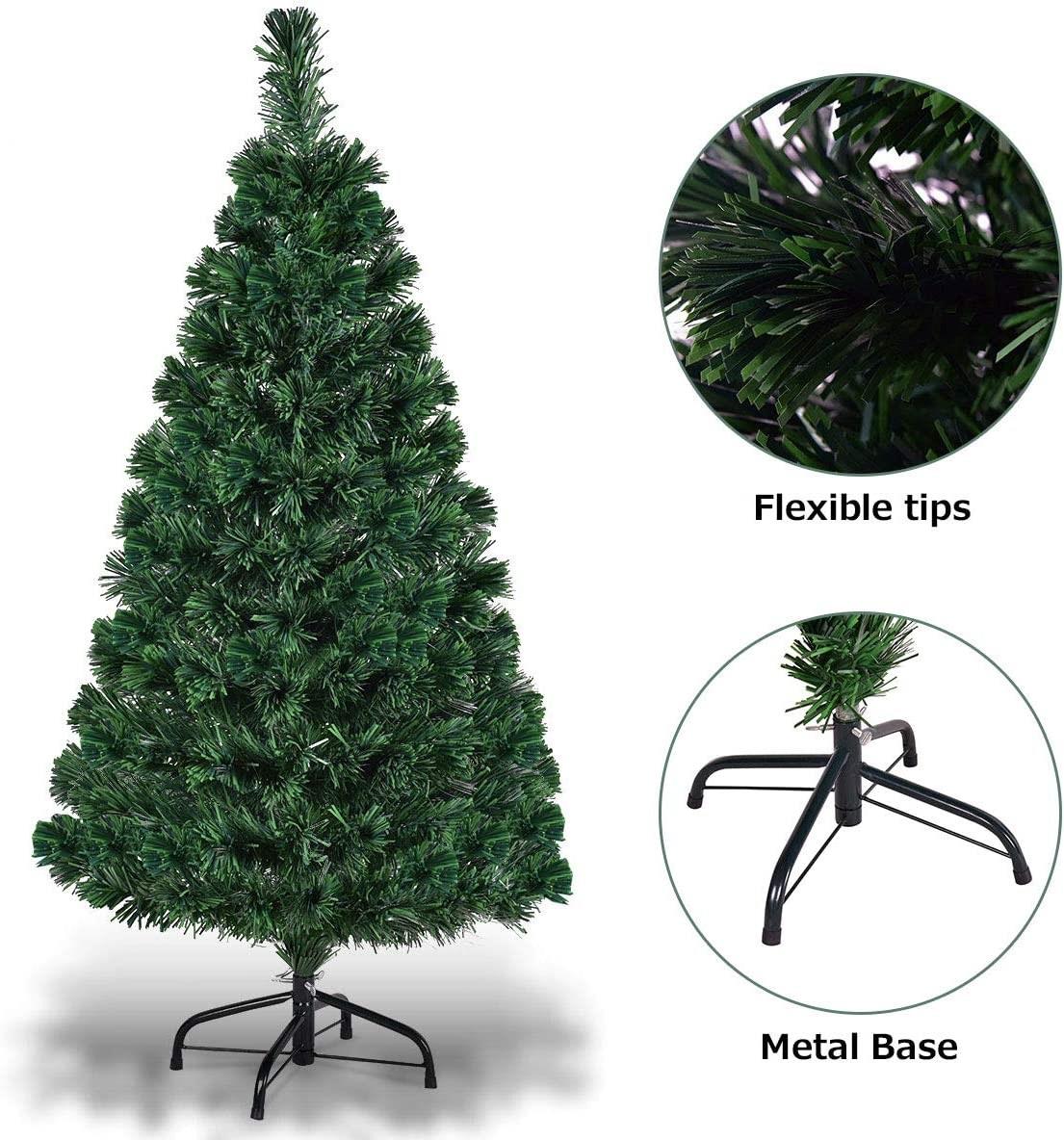 3FT Pre-Lit Christmas Tree Green Fiber Optic LED Lights Xmas Home Holiday Decor