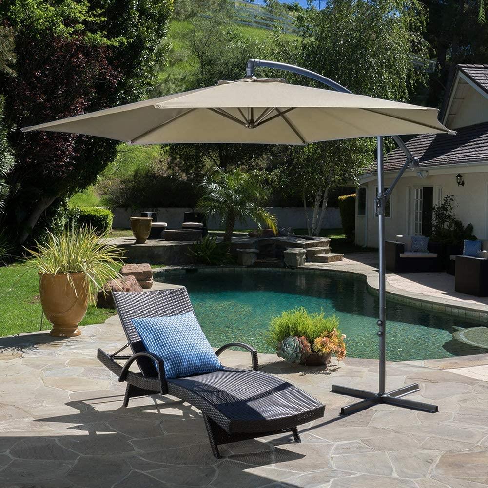 3m Garden Parasol Hanging Cantilever Umbrella Beige