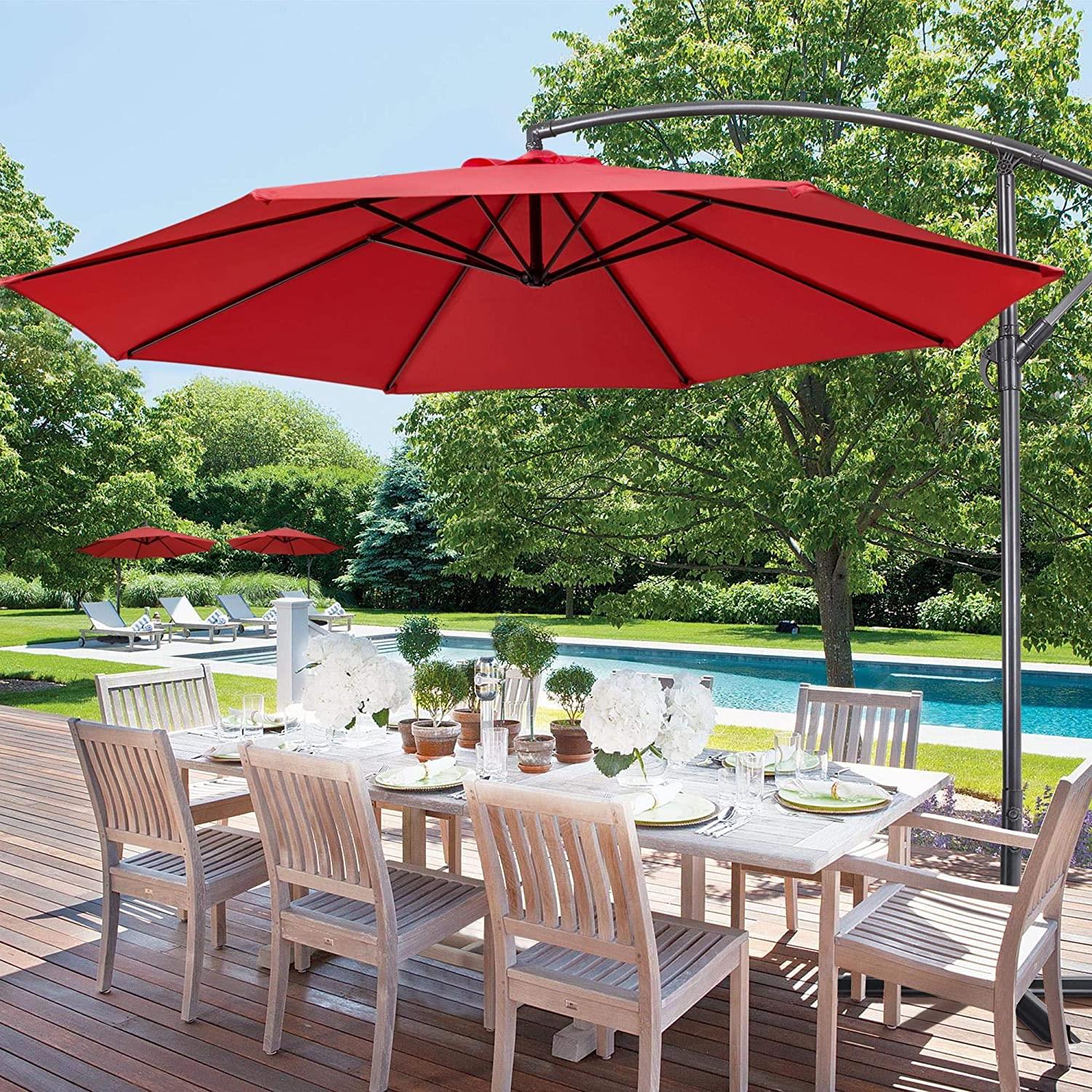 3m Garden Parasol Hanging Cantilever Umbrella Burgundy