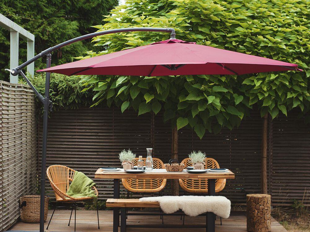 3m Garden Parasol Hanging Cantilever Umbrella Burgundy