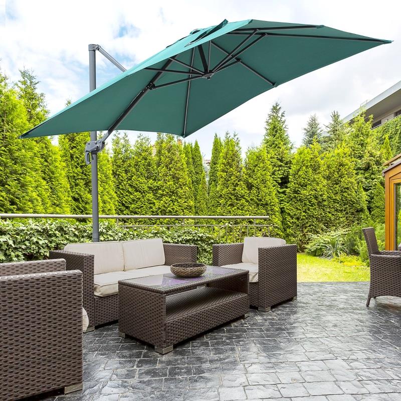 3m Garden Parasol Hanging Cantilever Umbrella Green