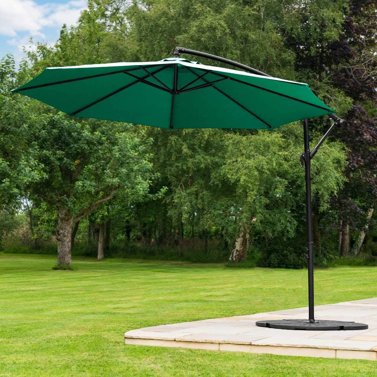 3m Garden Parasol Hanging Cantilever Umbrella Green