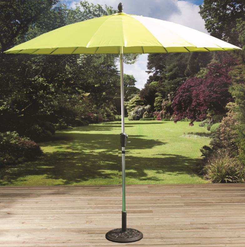 3m Garden Parasol Umbrella Tilting with Crank Handle Lime