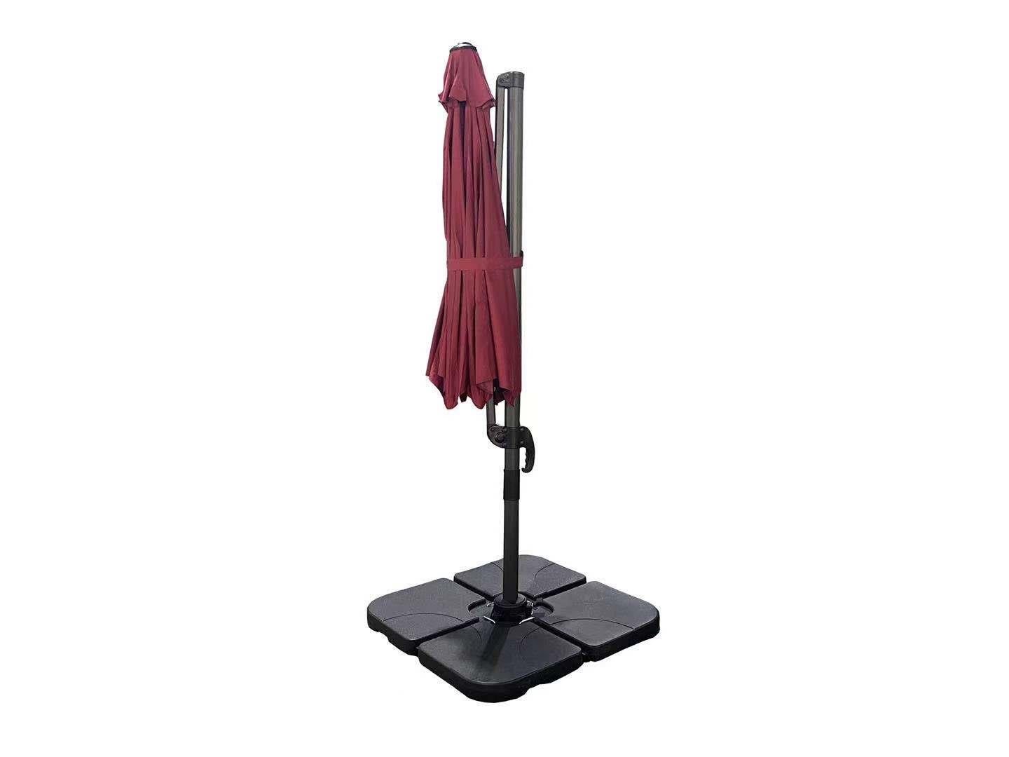 3m Patio Offset Parasol Cantilever Umbrella 360° Rotation Burgundy