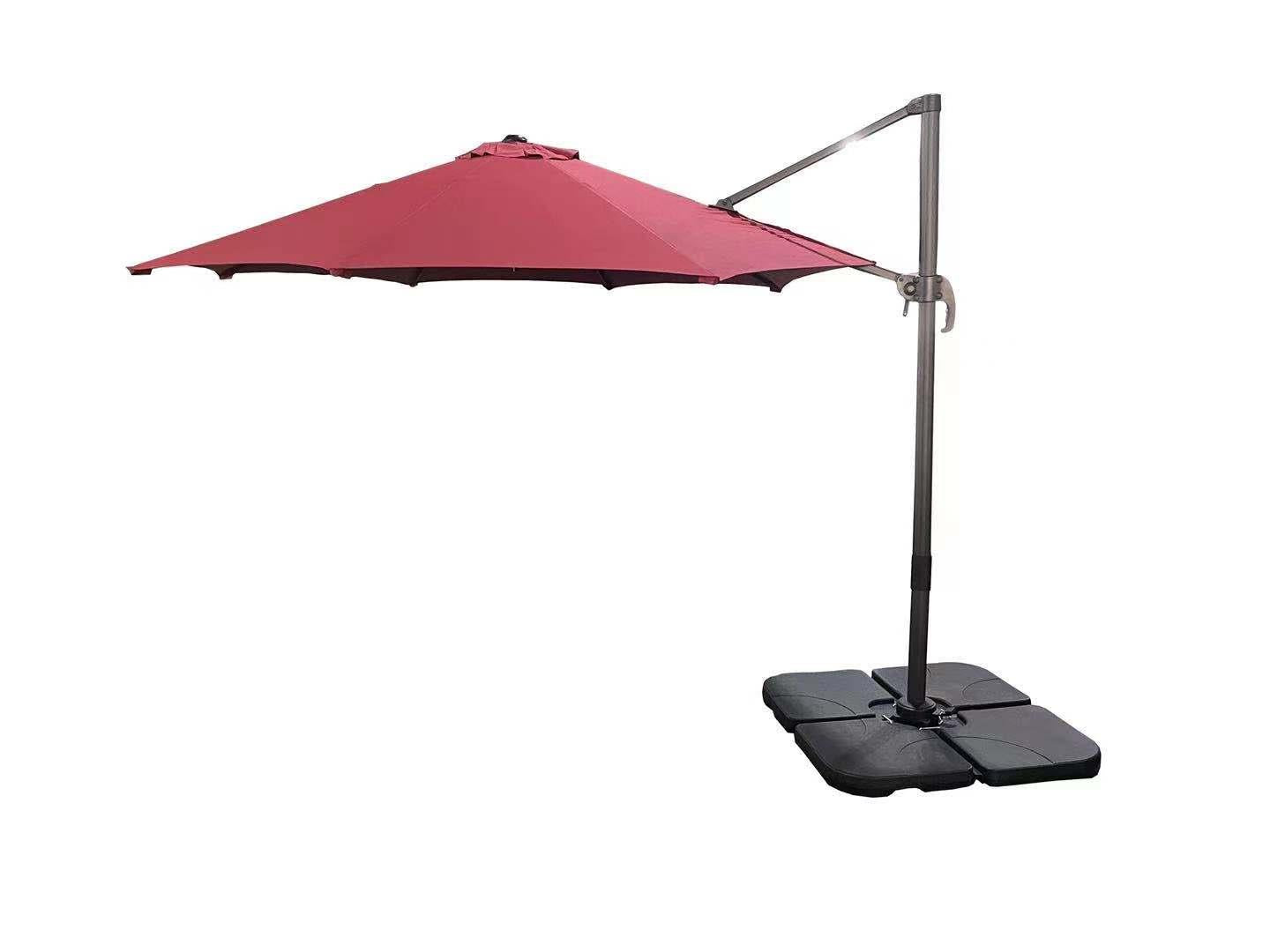3m Patio Offset Parasol Cantilever Umbrella 360° Rotation Burgundy