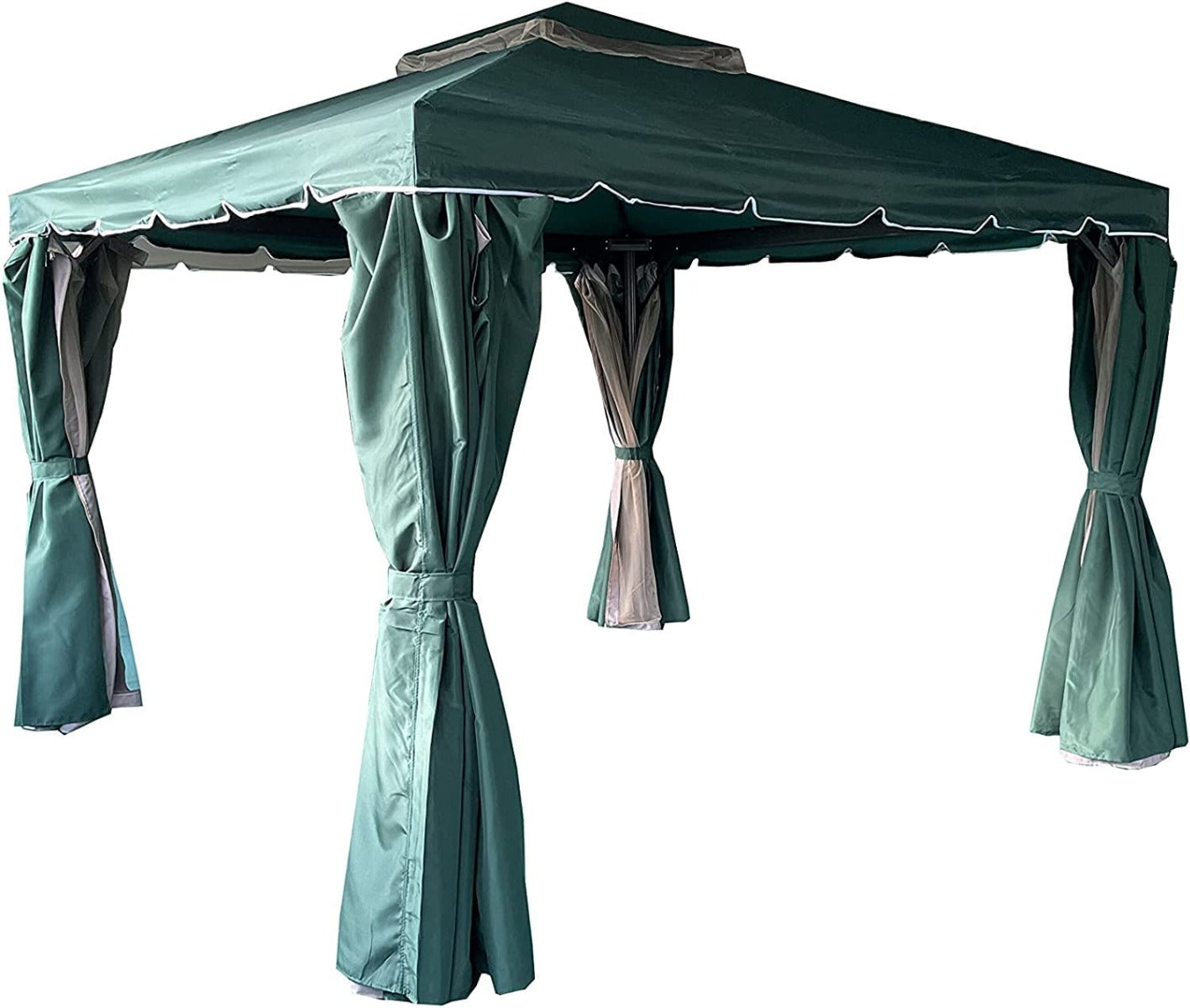 3x4x2.75m Green Gazebo with Nets Aluminium Frame and Powder coated Steel Roof