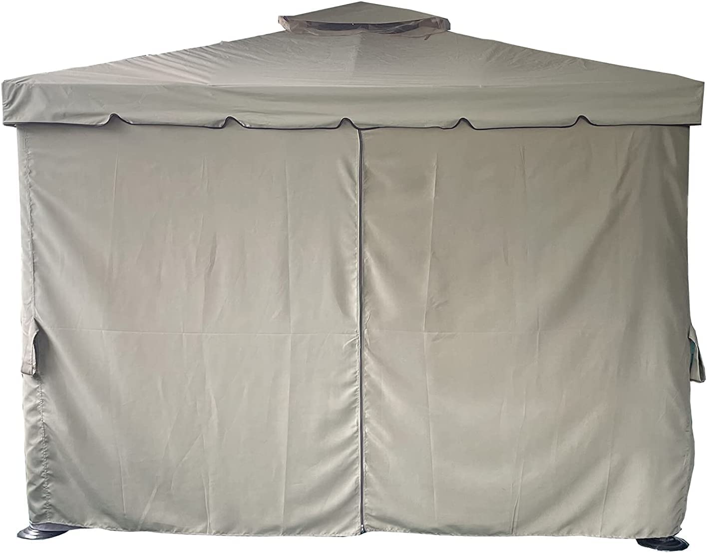 3x4x2.75m Khaki Gazebo with Nets Aluminium Frame and Powder coated Steel Roof