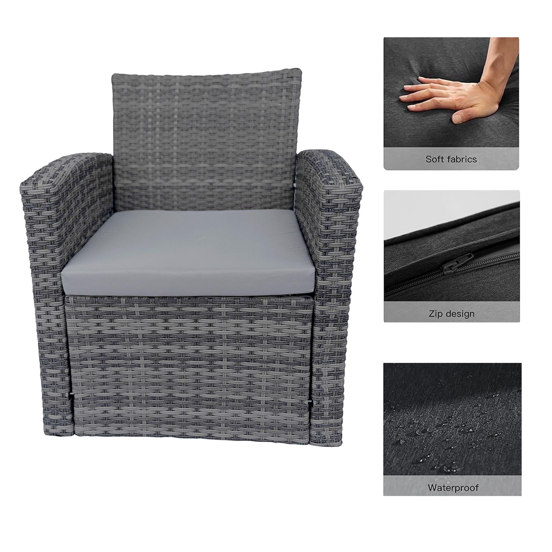 4 Seater Rattan Garden Furniture Set 4Pcs Patio Set