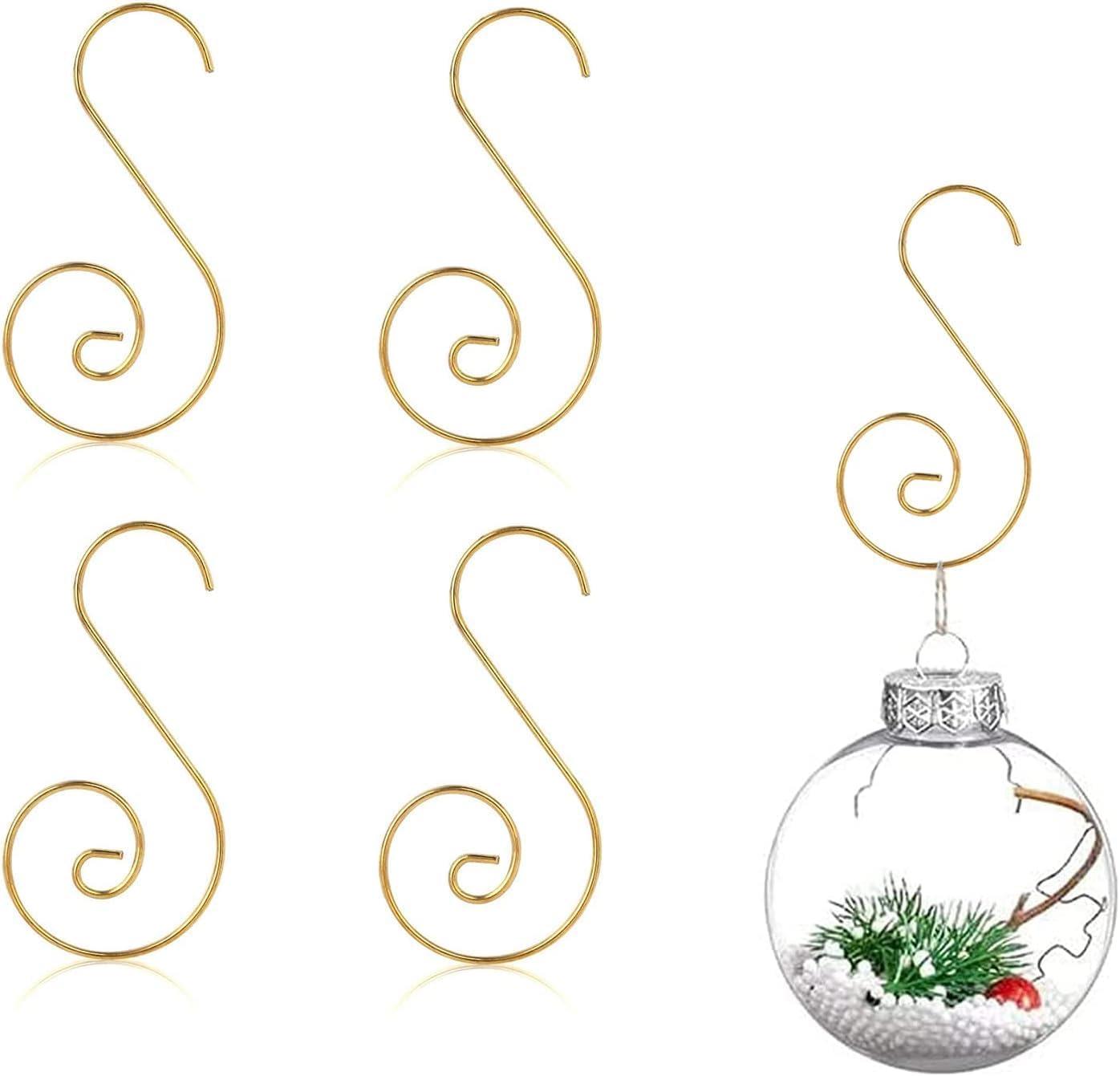 Christmas Ornament Swirl Hook Golden Xmas Tree Bauble String Light Hanger 40pcs