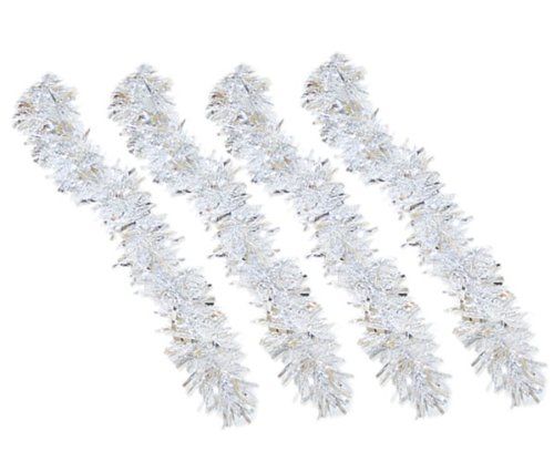White Silver Thick Chunky Christmas Tree Tinsel Garland Home Decoration 4pc