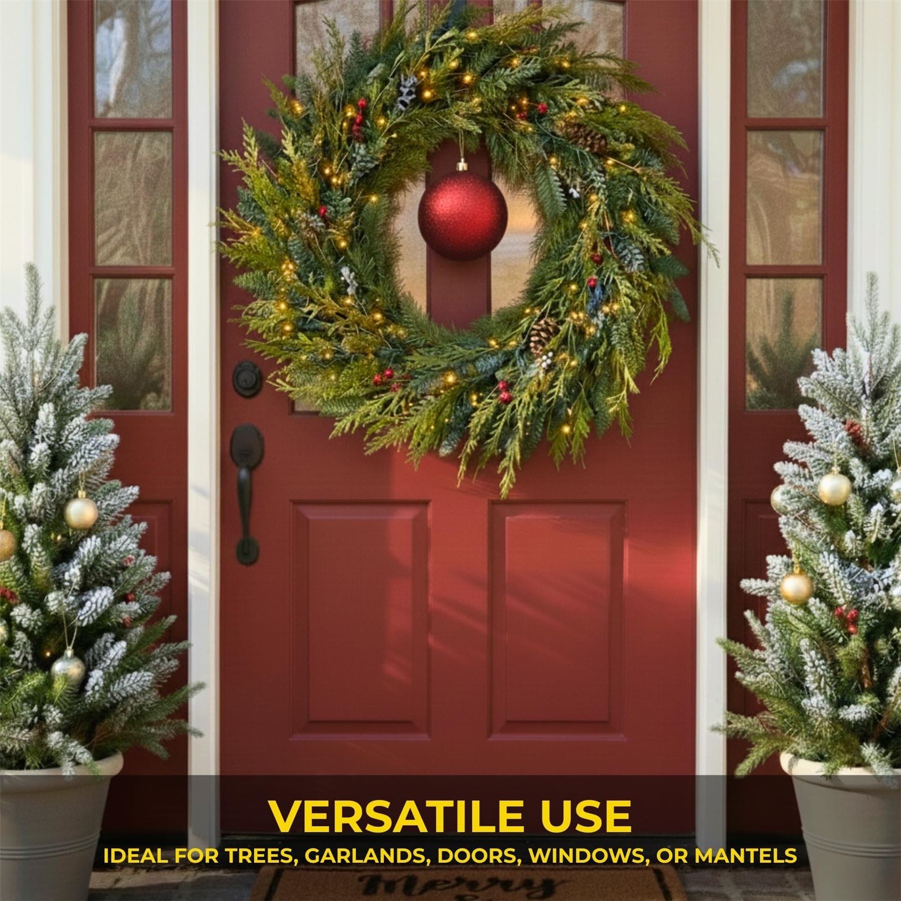 20cm Dark Red Glitter Shatterproof Christmas Bauble – Sparkling Festive Hanging Decoration