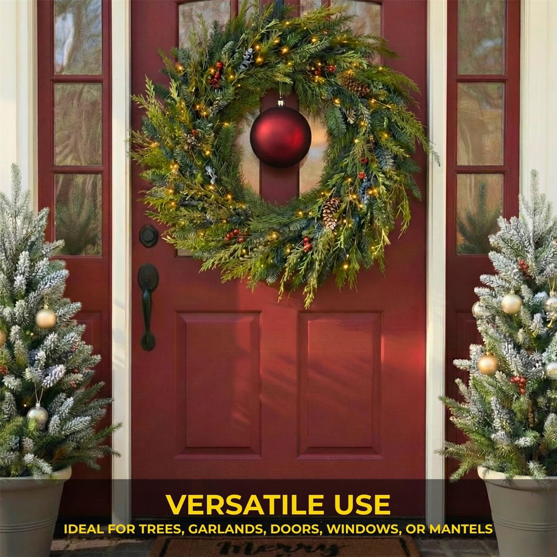 20cm Dark Red Matte Shatterproof Christmas Bauble – Elegant Festive Hanging Decoration