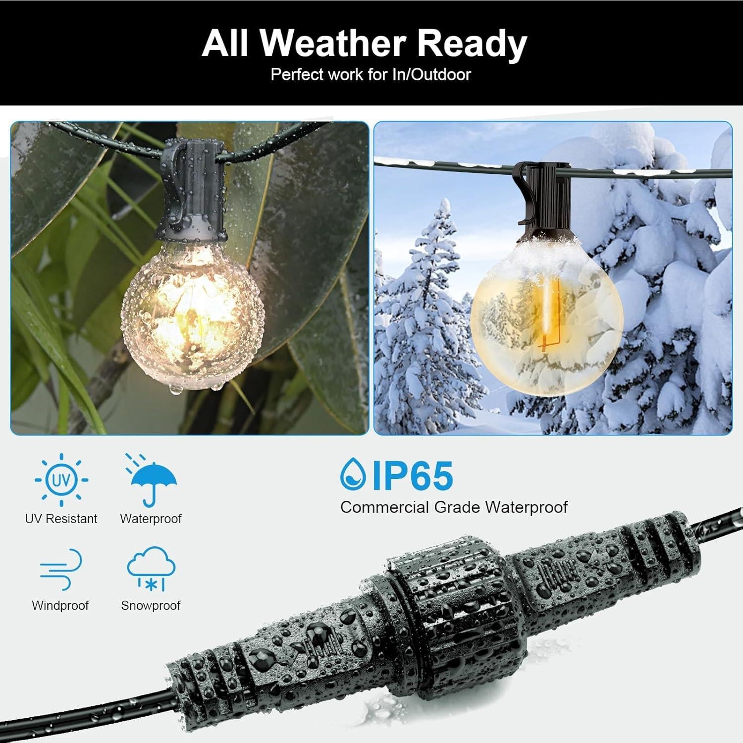 10M Extension Cable 2Pin LED Connector G40 Globe Outdoor Festoon Christmas Light