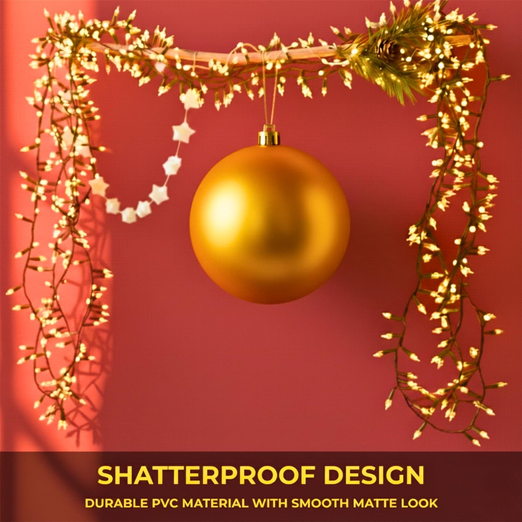 25cm Deep Gold Christmas Bauble – Matte Finish, Shatterproof