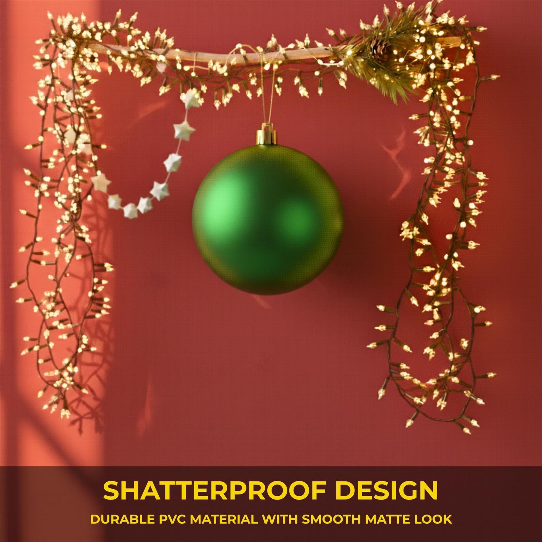 25cm Dark Green Christmas Bauble – Matte Finish, Shatterproof