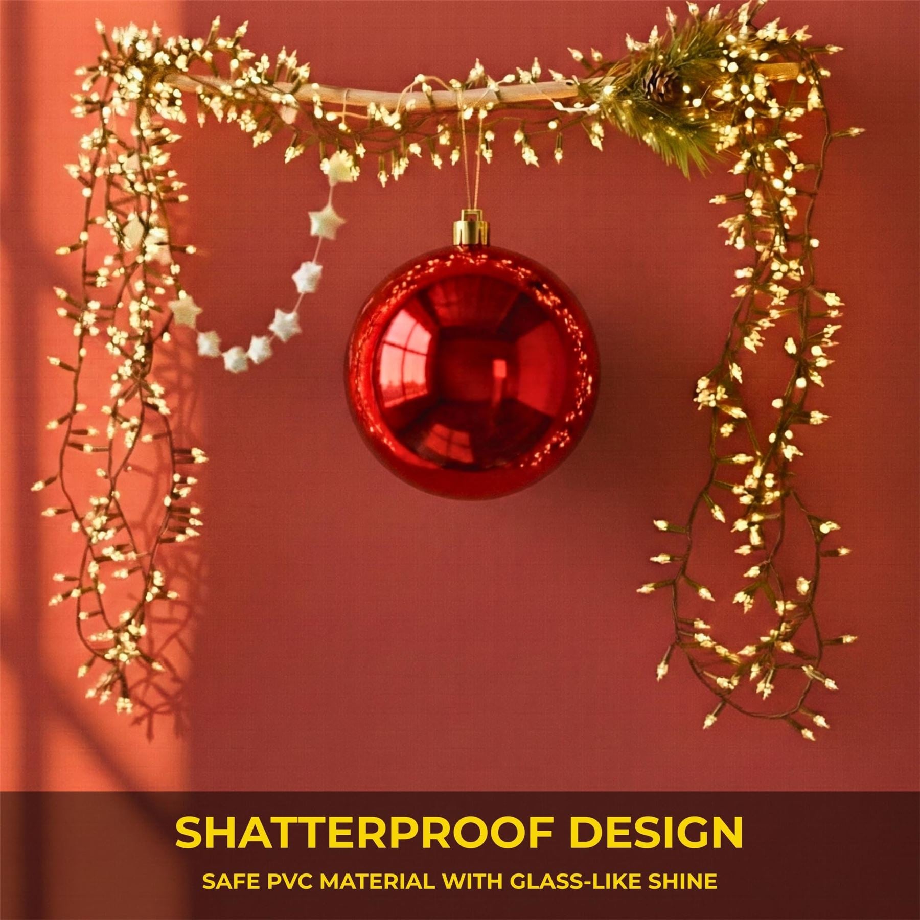 25cm Red Christmas Bauble – Shatterproof, Gloss Finish
