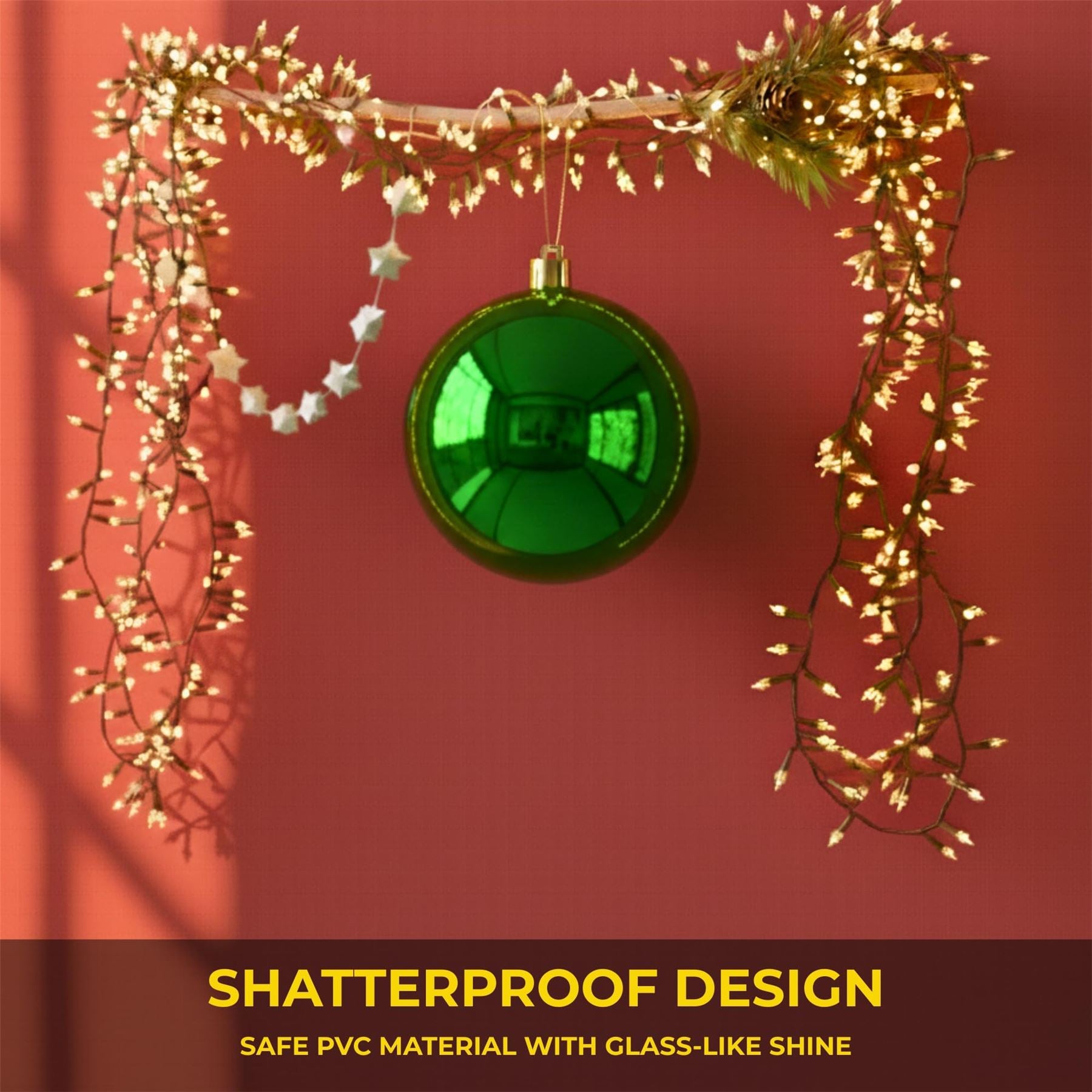 25cm Dark Green Christmas Bauble – Shatterproof, Gloss Finish