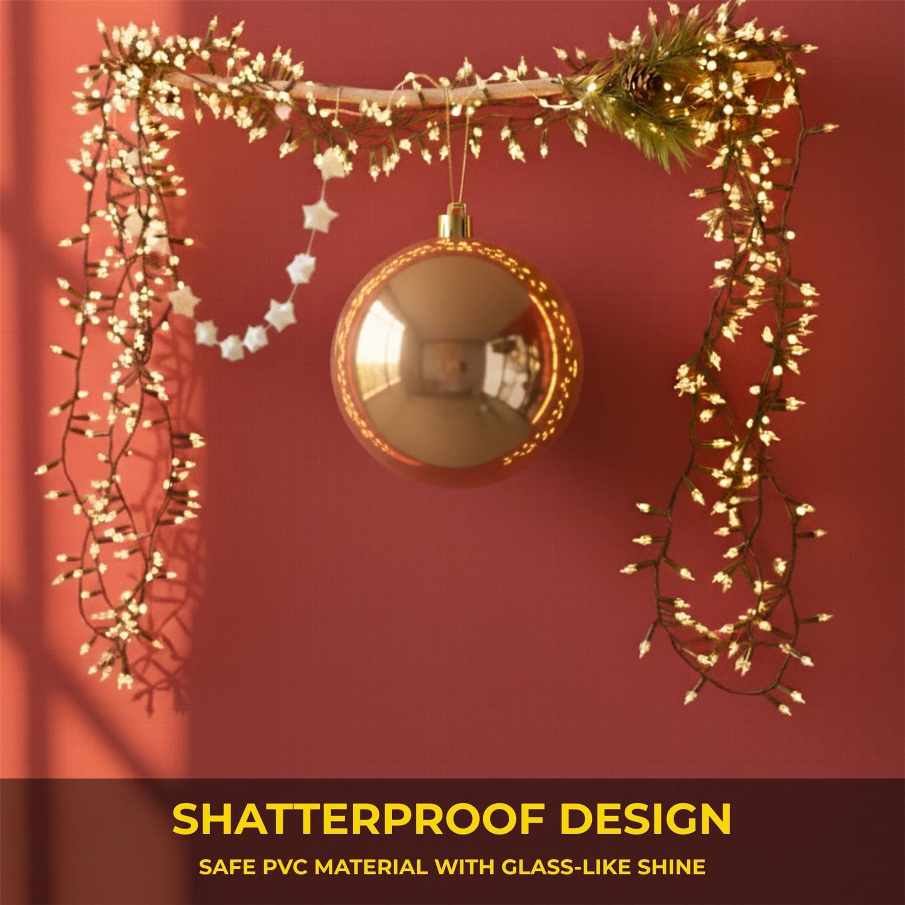 25cm Champagne Christmas Bauble – Shatterproof, Gloss Finish