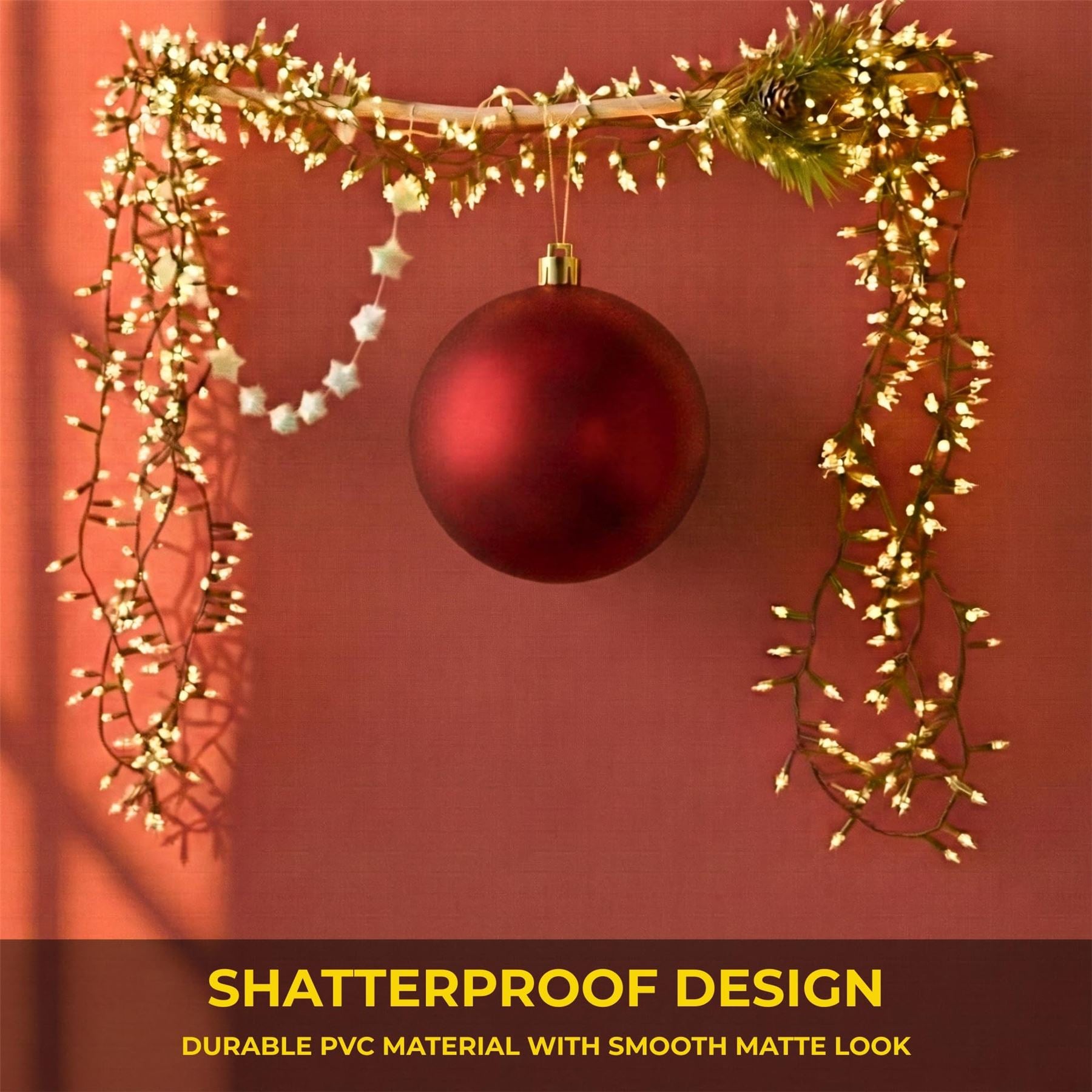 25cm Dark Red Christmas Bauble – Matte Finish, Shatterproof