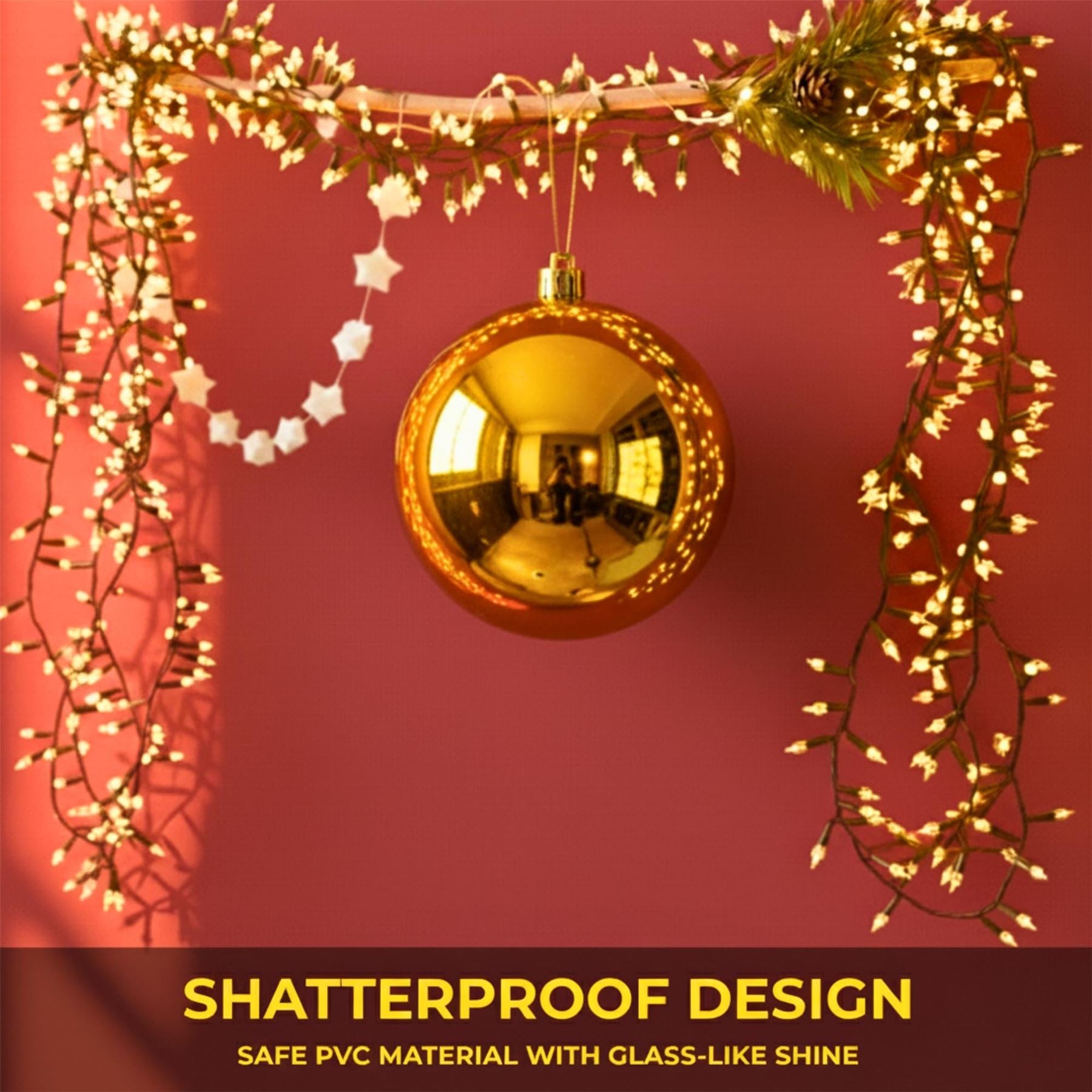 25cm Deep Gold Christmas Bauble – Shatterproof, Gloss Finish
