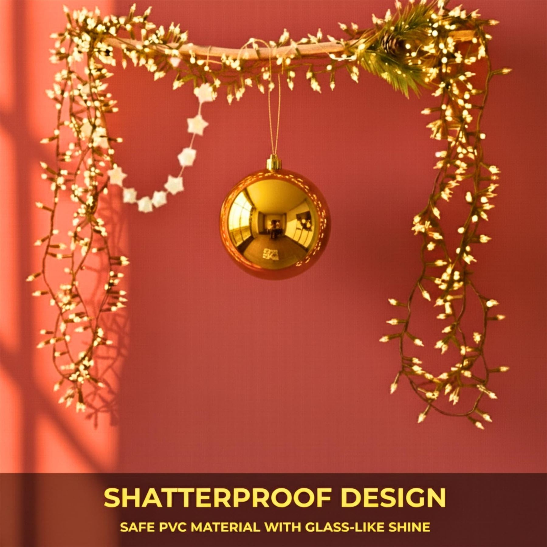 20cm Deep Gold Shatterproof Christmas Bauble – Glossy Festive Hanging Decoration