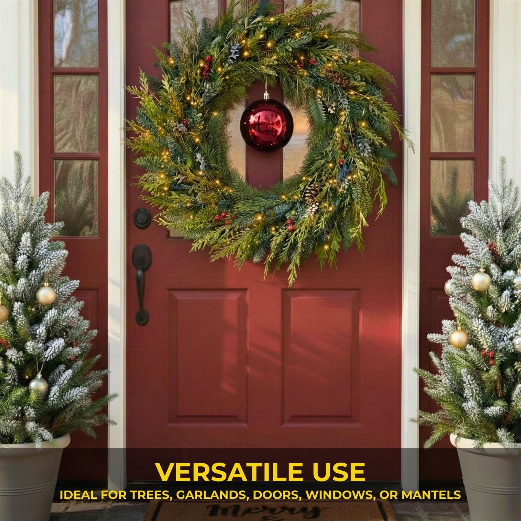 20cm Dark Red Shatterproof Christmas Bauble – Glossy Festive Hanging Decoration