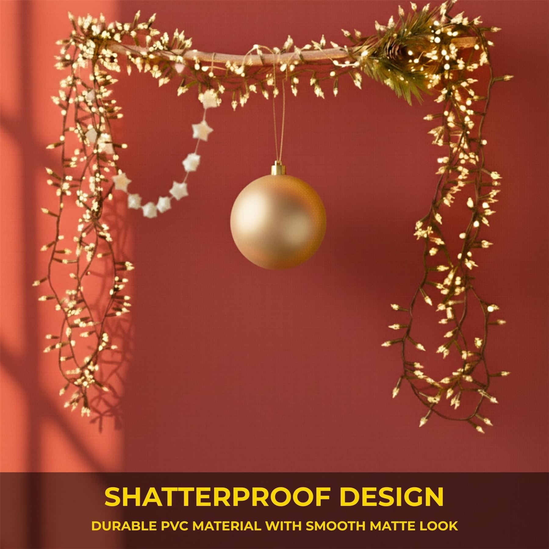 20cm Champagne Matte Shatterproof Christmas Bauble – Elegant Festive Hanging Decoration