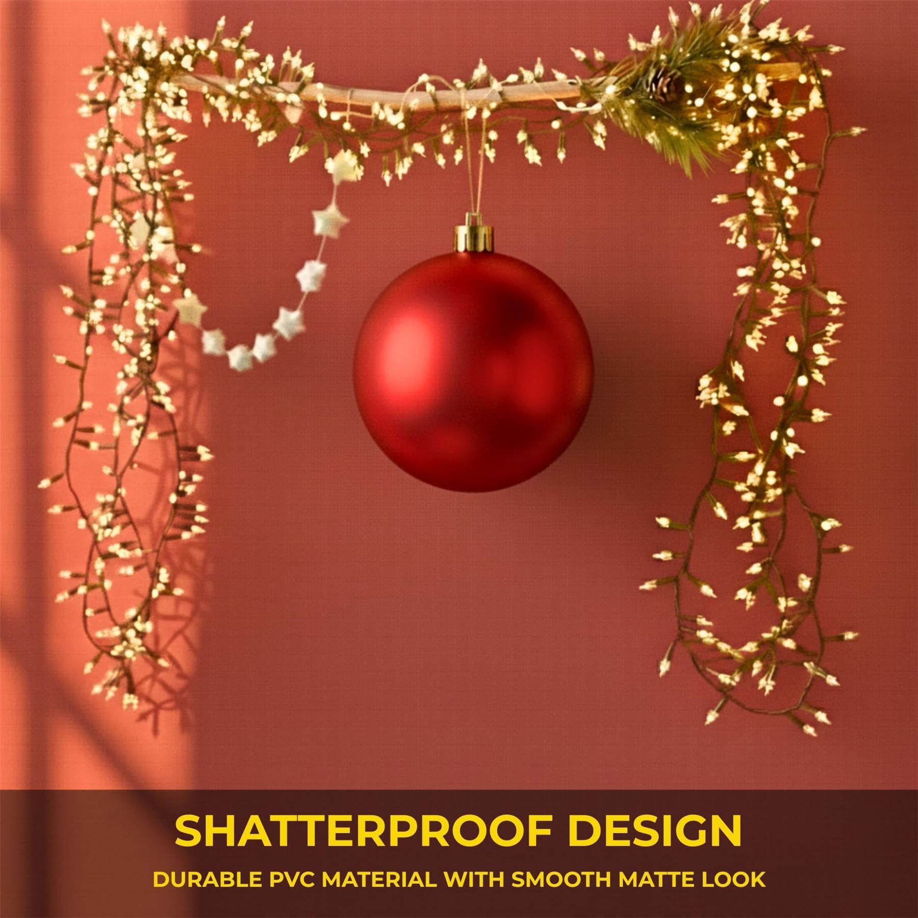 25cm Red Christmas Bauble – Matte Finish, Shatterproof