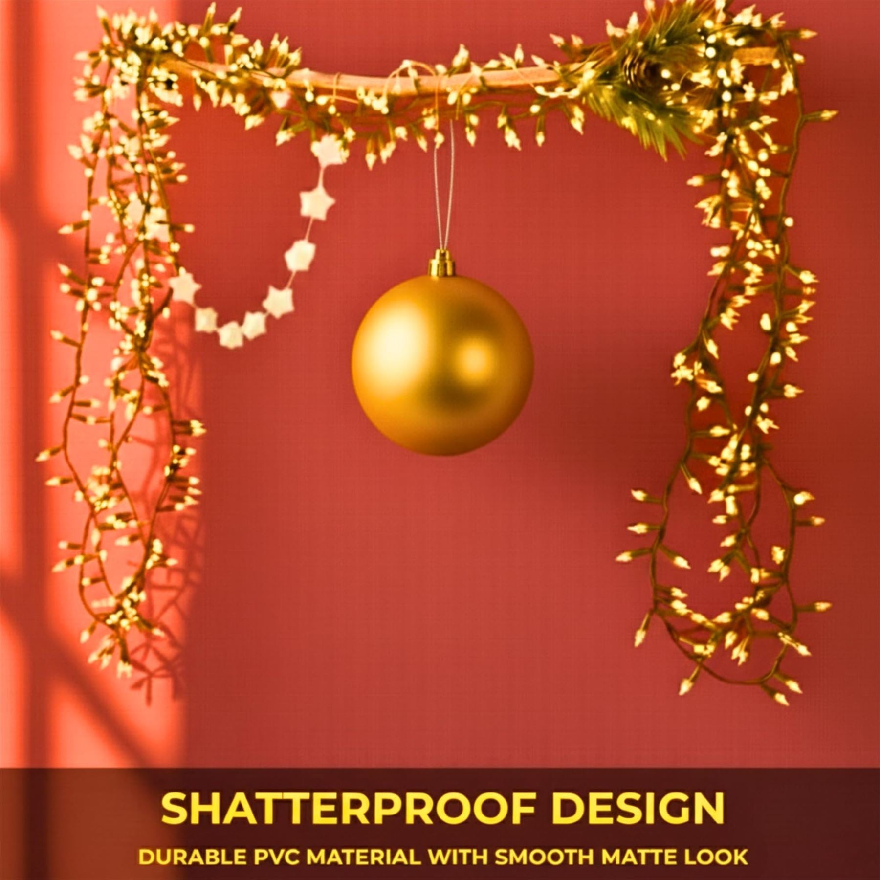 20cm Deep Gold Matte Shatterproof Christmas Bauble – Elegant Festive Hanging Decoration